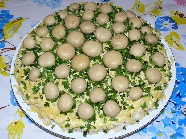 классический рецепт с фото: салат грибное лукошко с шампиньонами