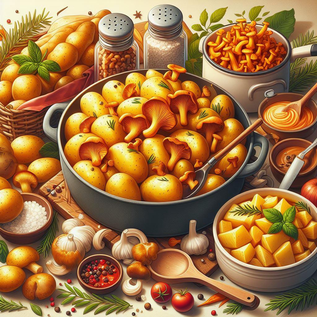 🍲 Рецепты блюд из картофеля с лисичками: готовим в духовке, мультиварке, горшочках и на сковороде: 📌 Необходимые ингредиенты и кухонные принадлежности