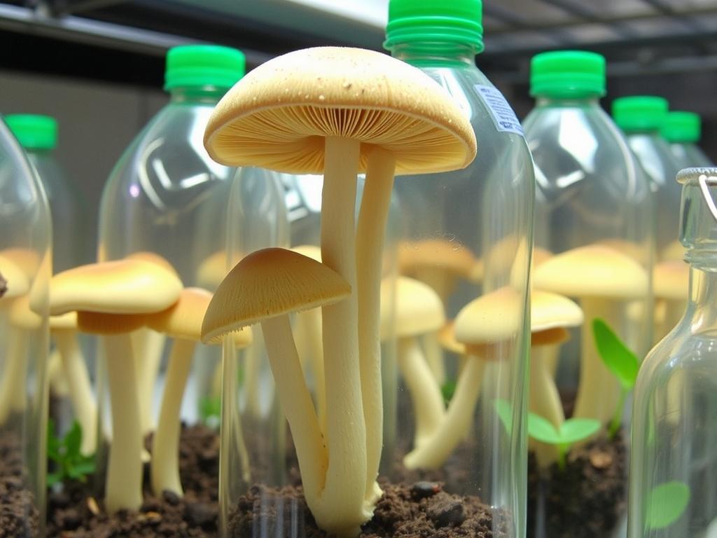Cultivo de setas en botellas de plástico recicladas. Inducción de la fructificación