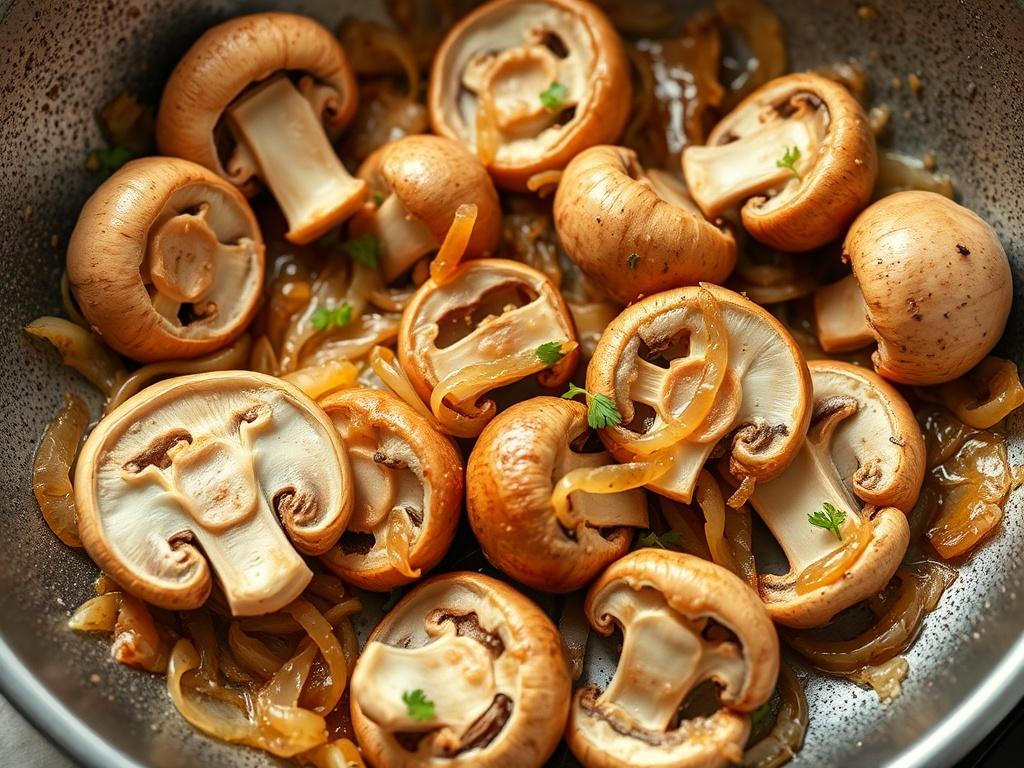 Setas para freír con cebolla caramelizada. Aspectos nutricionales