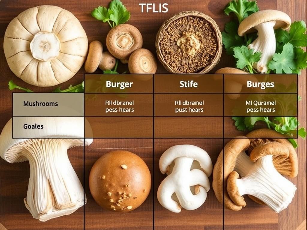 Setas para hacer hamburguesas vegetales con quinoa. Tabla comparativa: setas, características y uso en hamburguesas