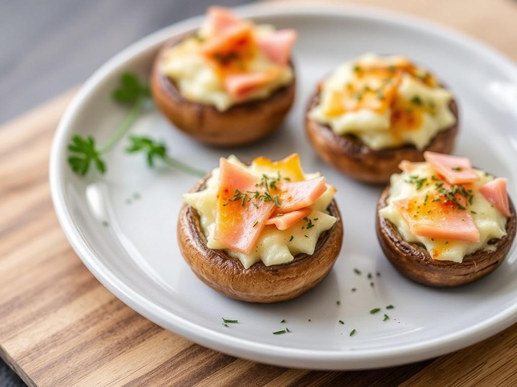 Setas rellenas de queso y jamón al horno. Tipos de queso: cómo escoger